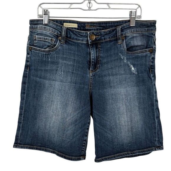 Kut From The Kloth Catherine Boyfriend Denim Shorts Lightly Distressed Size 12 - Picture 1 of 8